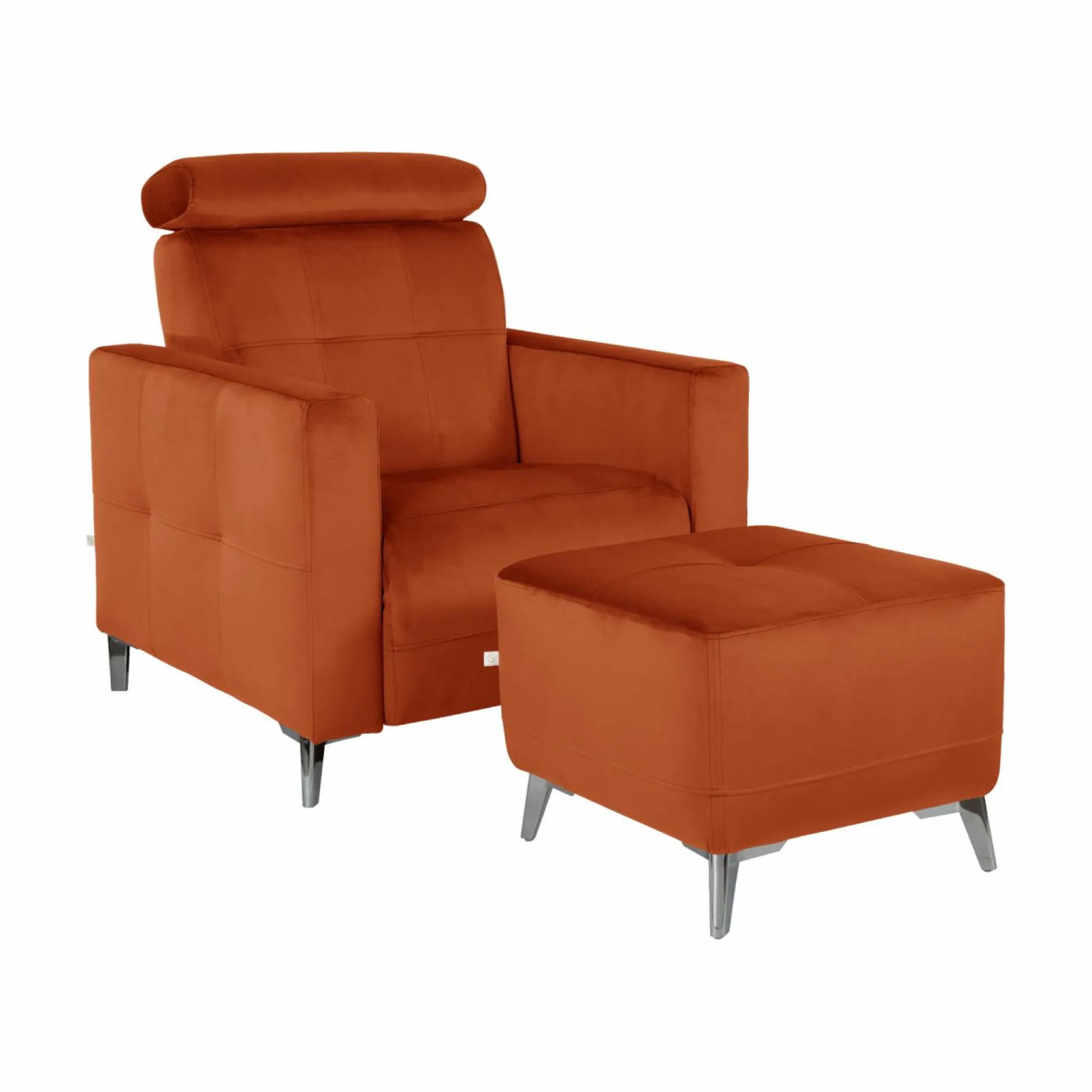 Repose-Pieds>Camif Repose pieds velours Cheverny - Rouille