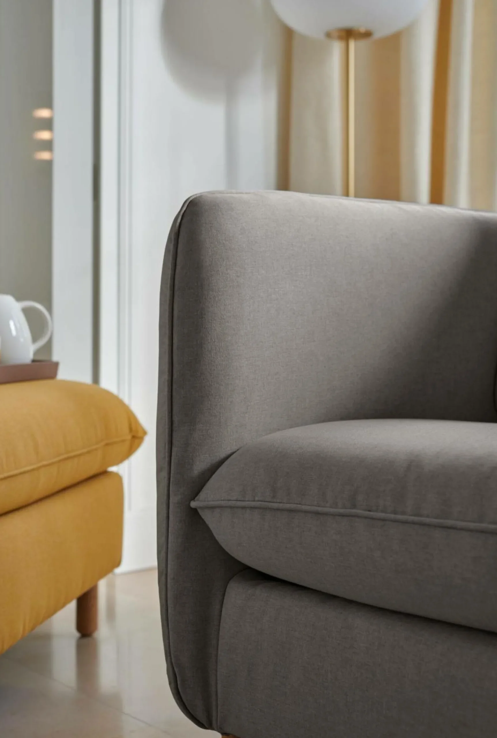 Repose-Pieds>Camif Repose-pieds tissu Portimo - Gris Clair