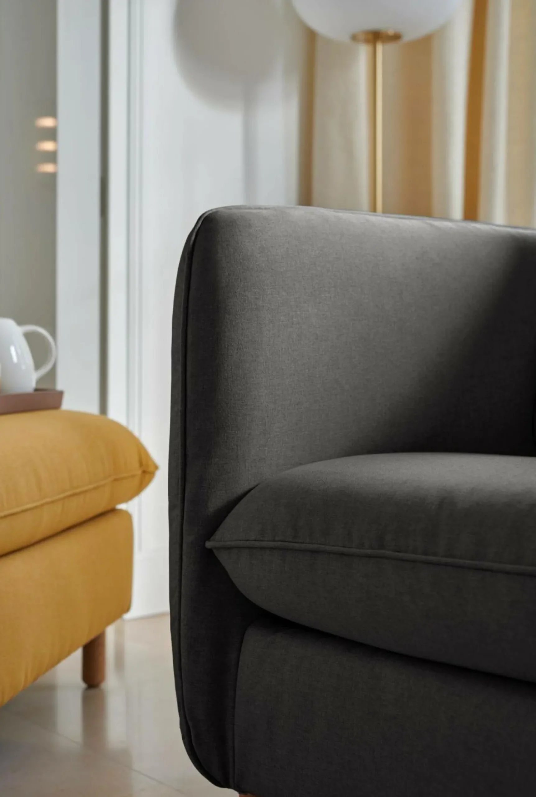 Repose-Pieds>Camif Repose-pieds tissu Portimo - Gris Foncé