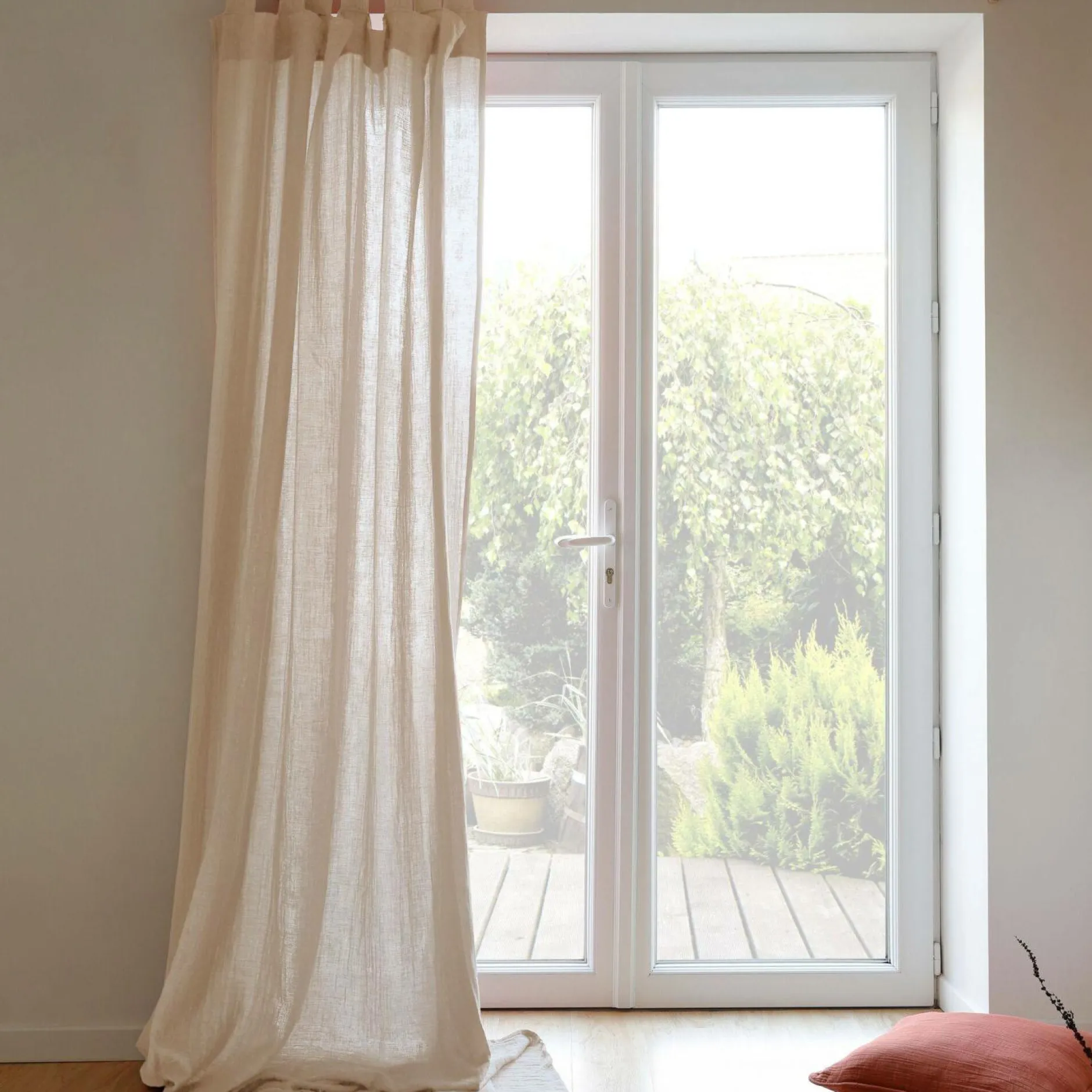 Rideaux Et Voilage|Rideaux Et Voilage>Camif Rideau à pattes gaze de coton Cybelle - Naturel
