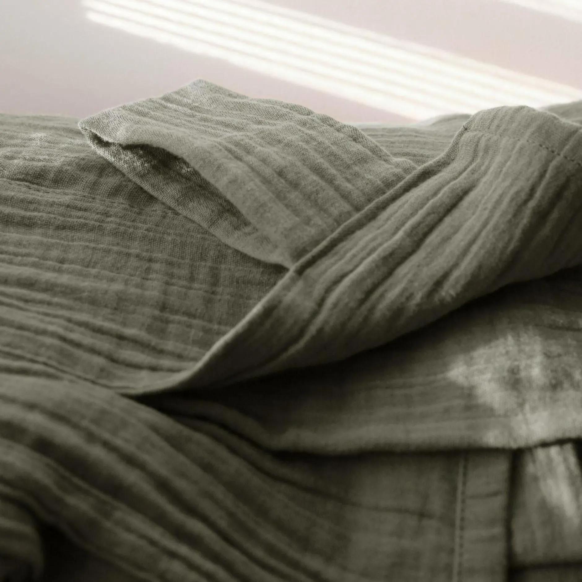 Rideaux Et Voilage|Rideaux Et Voilage>Camif Rideau à pattes gaze de coton Cybelle - Thym