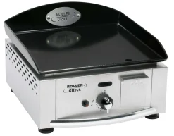 Ensembles Planchas Et Dessertes|Planchas></noscript>Camif ROLLER GRILL Ensemble Plancha émaillé 400x400 gaz + desserte bois/inox