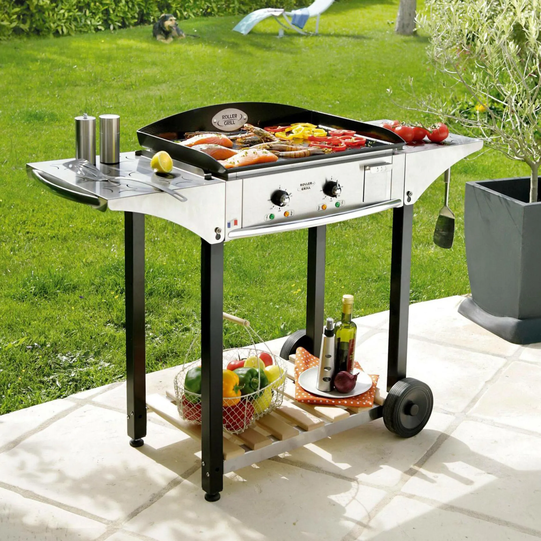 Ensembles Planchas Et Dessertes>Camif ROLLER GRILL Ensemble Plancha 600x400 électrique + desserte
