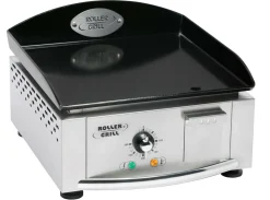 Ensembles Planchas Et Dessertes>Camif ROLLER GRILL Ensemble Plancha emaille 400x400 électrique + desserte inox et bois