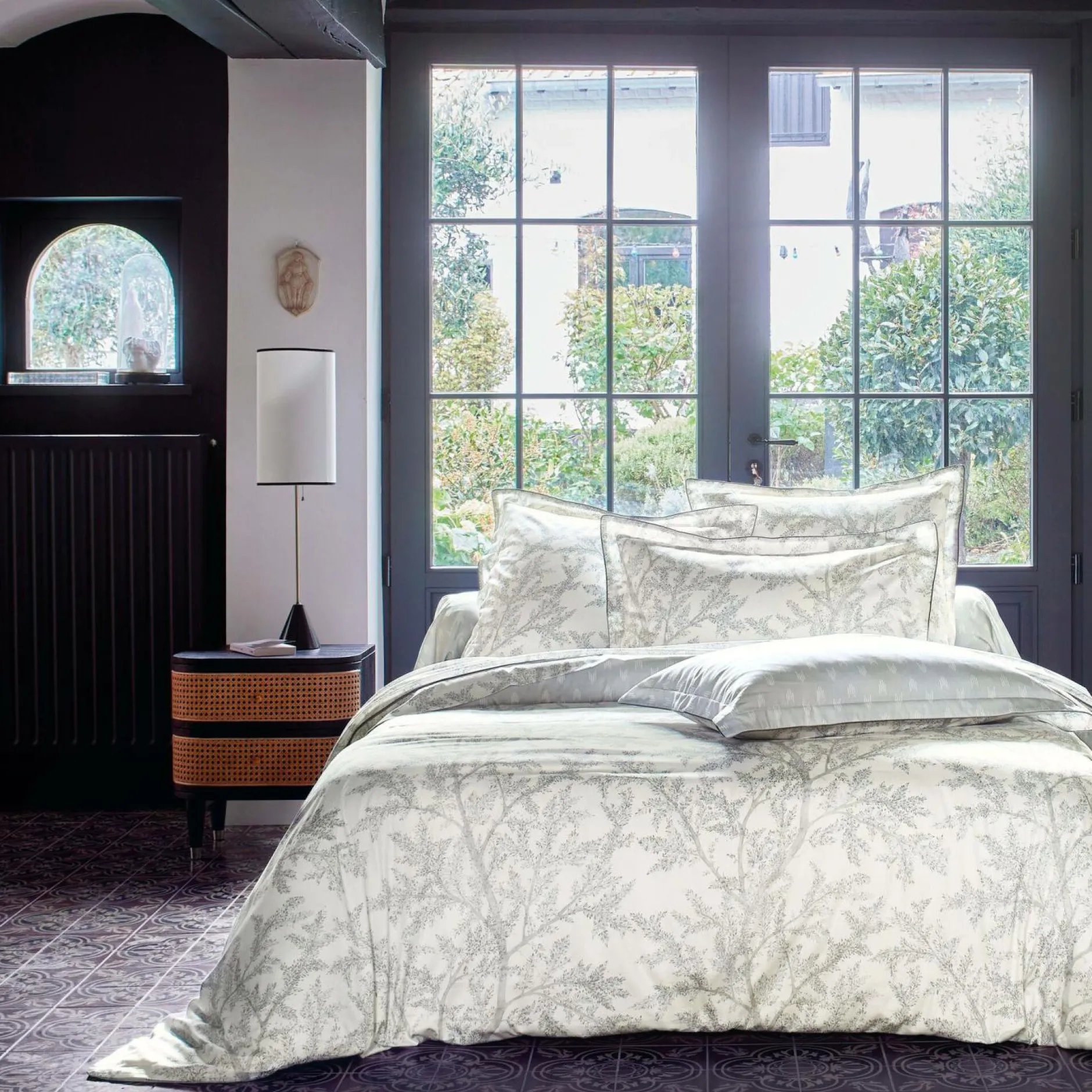 Draps Housse>Camif SANDERSON Drap housse satin Brocéliande - - 140 x 190 cm Brume