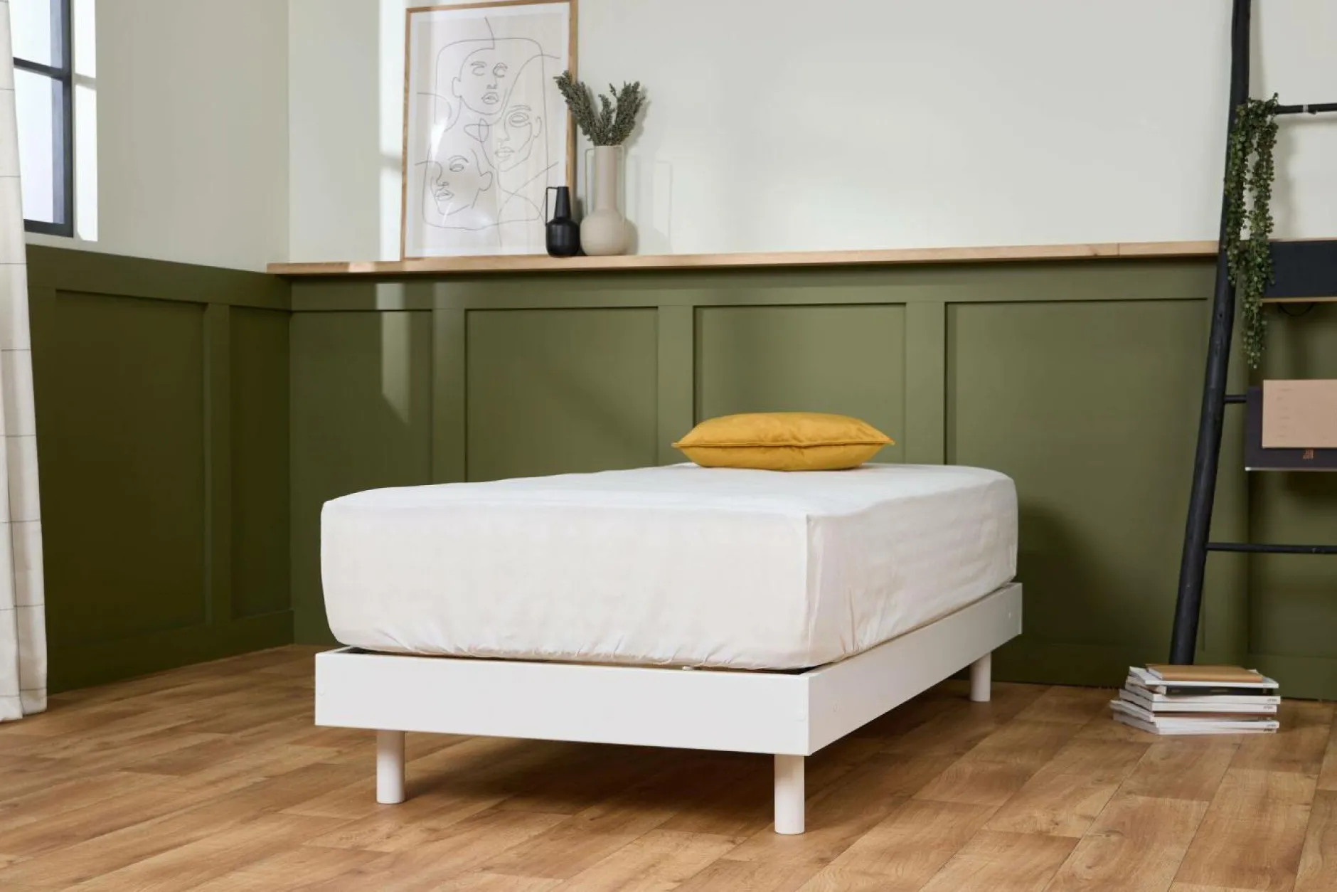 Sommiers 90 X 190 Cm|Sommiers 140 X 190 Cm>Camif Sommier kit décor bois Elian - - 90 x 190 cm Blanc