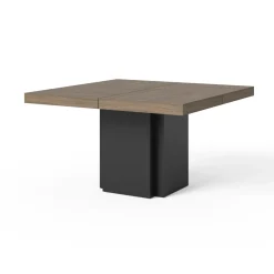 Tables À Manger|Tables>Camif Table à manger carrée décor bois et noir pied central 6 personnes Dusk - Noyer/Noir