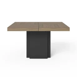 Tables À Manger|Tables></noscript>Camif Table à manger carrée décor bois et noir pied central 6 personnes Dusk - Noyer/Noir
