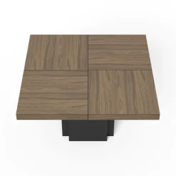 Tables À Manger|Tables></noscript>Camif Table à manger carrée décor bois et noir pied central 6 personnes Dusk - Noyer/Noir