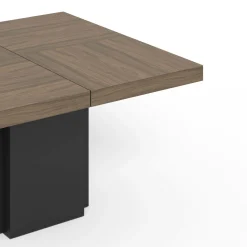 Tables À Manger|Tables></noscript>Camif Table à manger carrée décor bois et noir pied central 6 personnes Dusk - Noyer/Noir