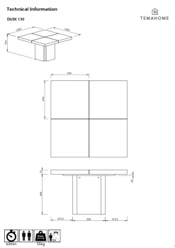 Tables À Manger|Tables></noscript>Camif Table à manger carrée décor bois et noir pied central 6 personnes Dusk - Noyer/Noir