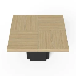 Tables À Manger|Tables></noscript>Camif Table à manger carrée décor bois et noir pied central 6 personnes Dusk - Chêne/Noir