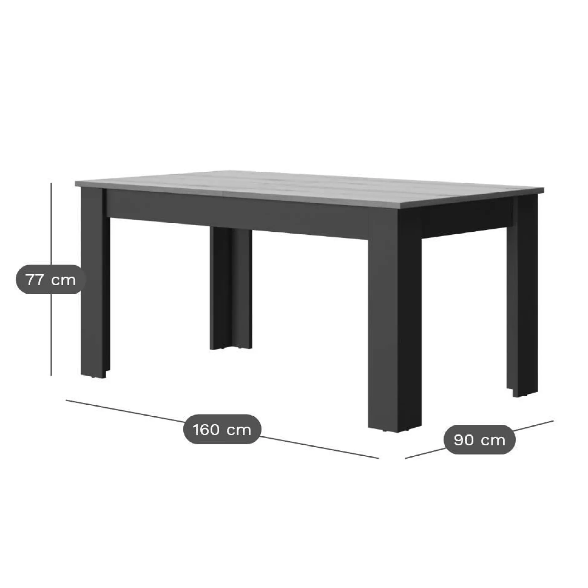 Tables À Manger|Tables>Camif Table à manger rectangulaire extensible décor bois et noir 6 à 8 personnes Garance