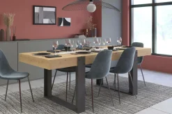 Tables À Manger|Tables>Camif Table à manger rectangulaire décor bois et noir 6 personnes Pippa