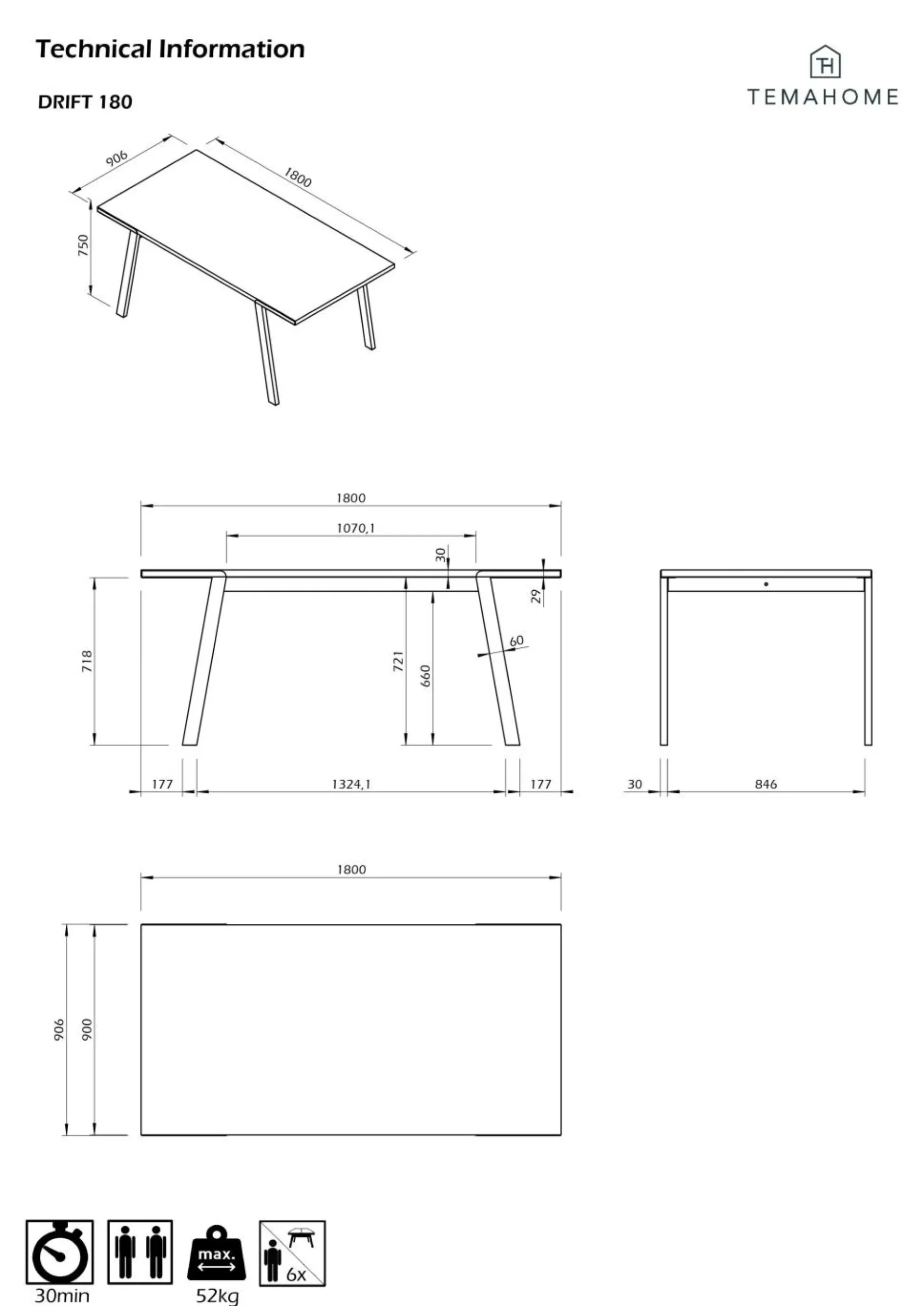 Tables À Manger|Tables>Camif Table à manger rectangulaire bois pieds métal noir 6 personnes Drift - Noir/Noyer