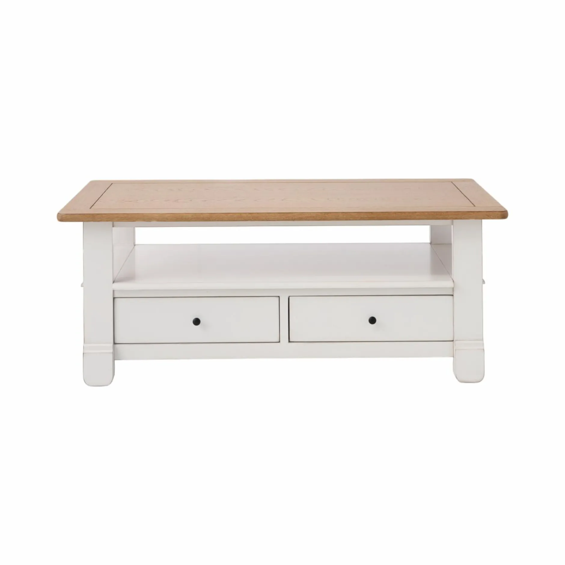 Tables Basses>Camif Table basse bois massif 2 tiroirs Embellie - Blanc