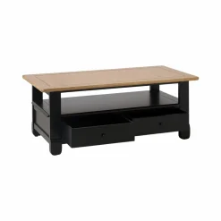 Tables Basses></noscript>Camif Table basse bois massif 2 tiroirs Embellie - Noir