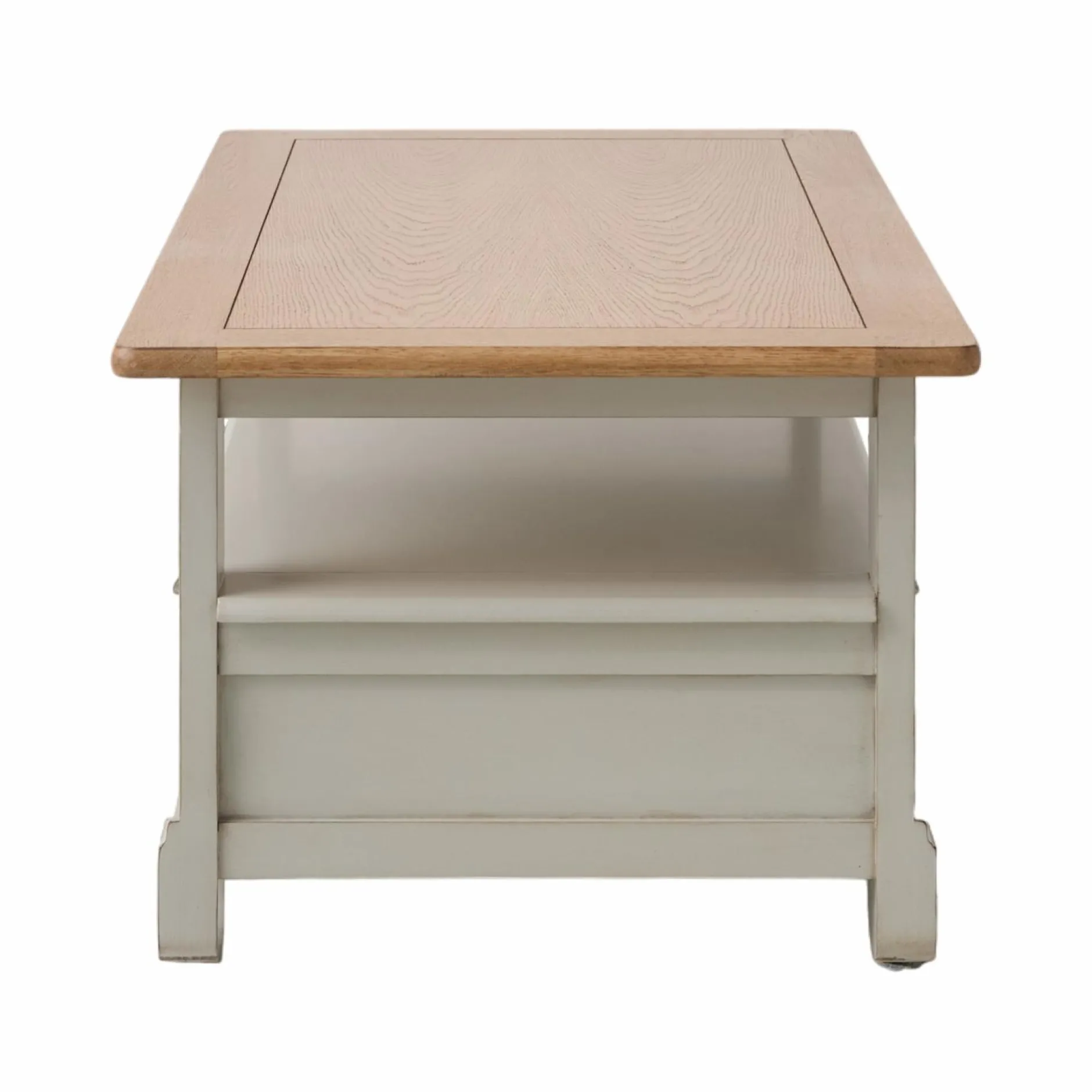 Tables Basses>Camif Table basse bois massif 2 tiroirs Embellie - Grège