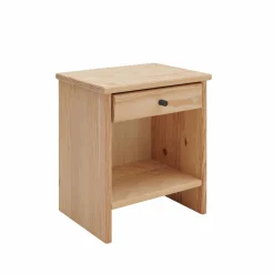 Tables De Chevet|Tables De Chevet>Camif Table de chevet 1 tiroir bois massif Iris - - Poignées Noir Naturel