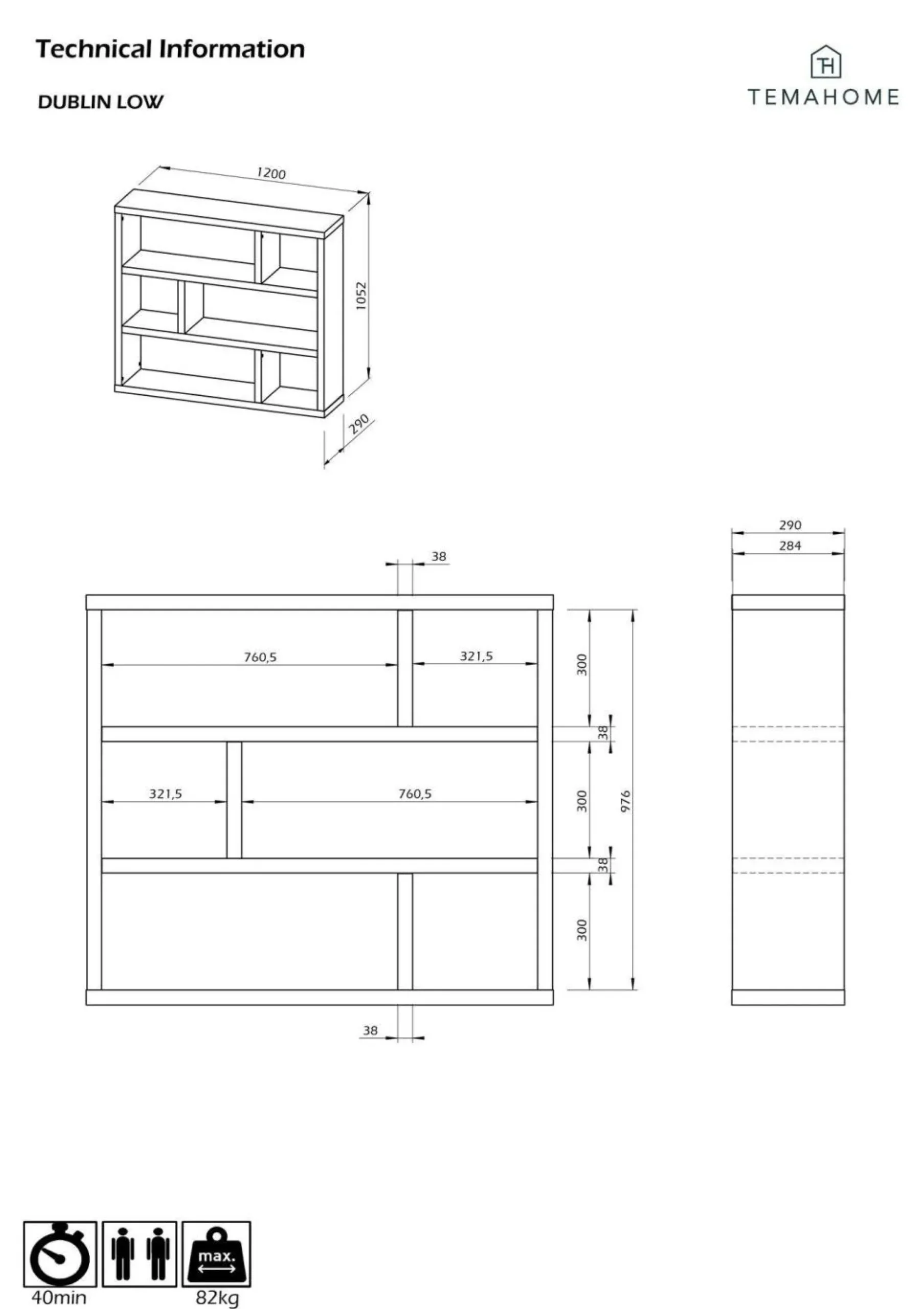 Etagères>Camif Étagère basse Dublin - Placage Mukali