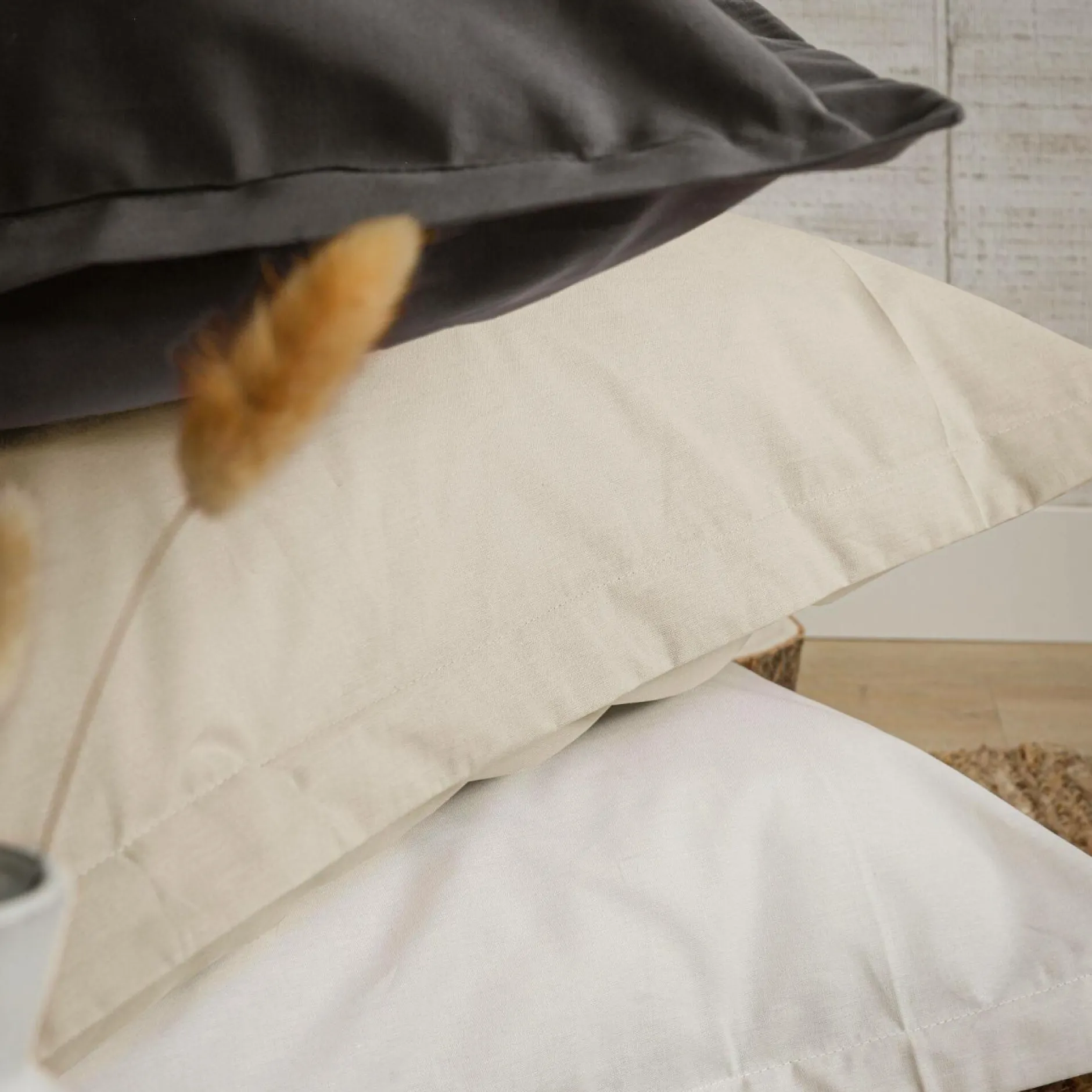 Taies D'Oreiller>Camif Taie de traversin coton bio Fil & Sens - - Taie de traversin 43 x 185 cm Lin