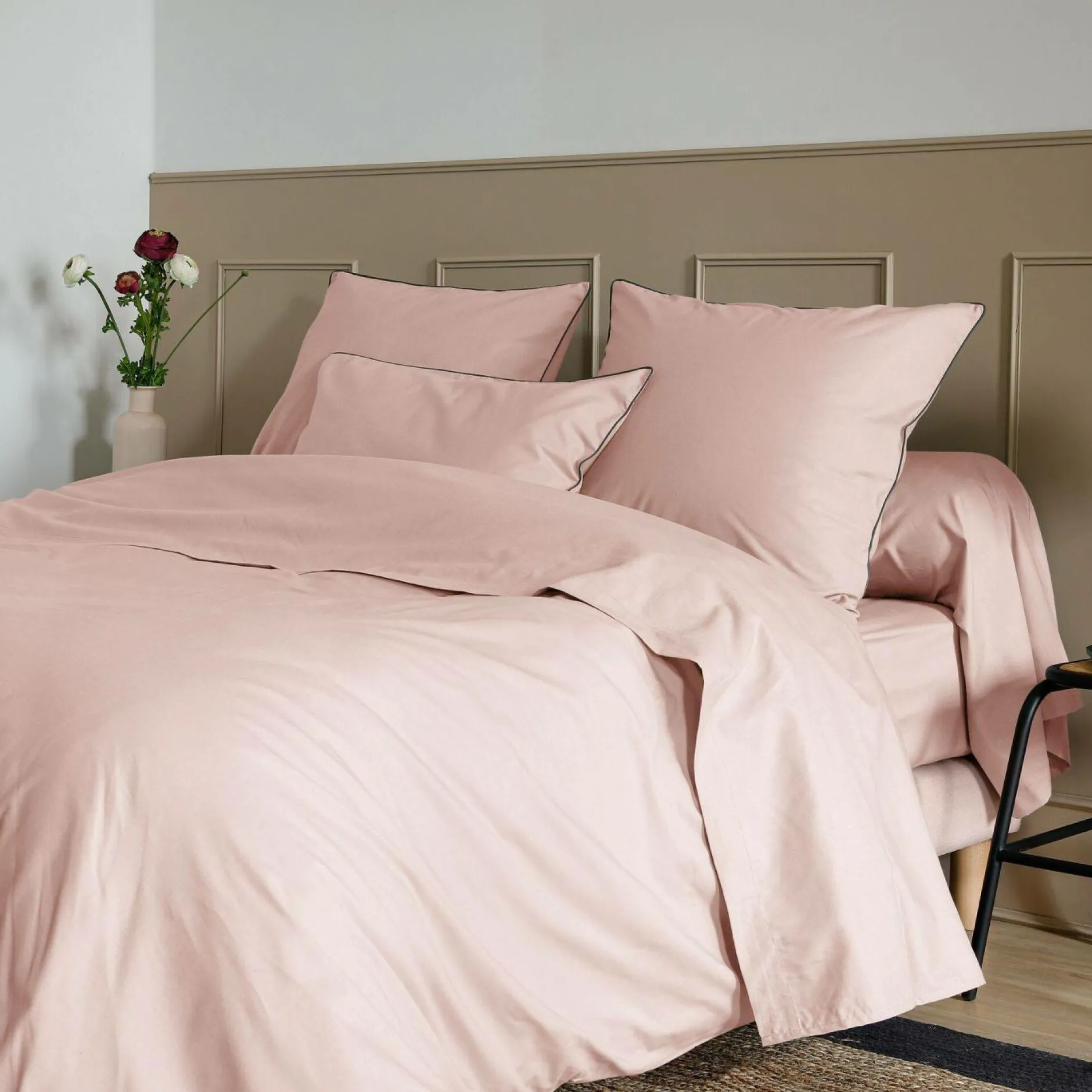 Taies D'Oreiller>Camif Taie d'oreiller coton bio Thaïs - - 50 x 70 cm Blush