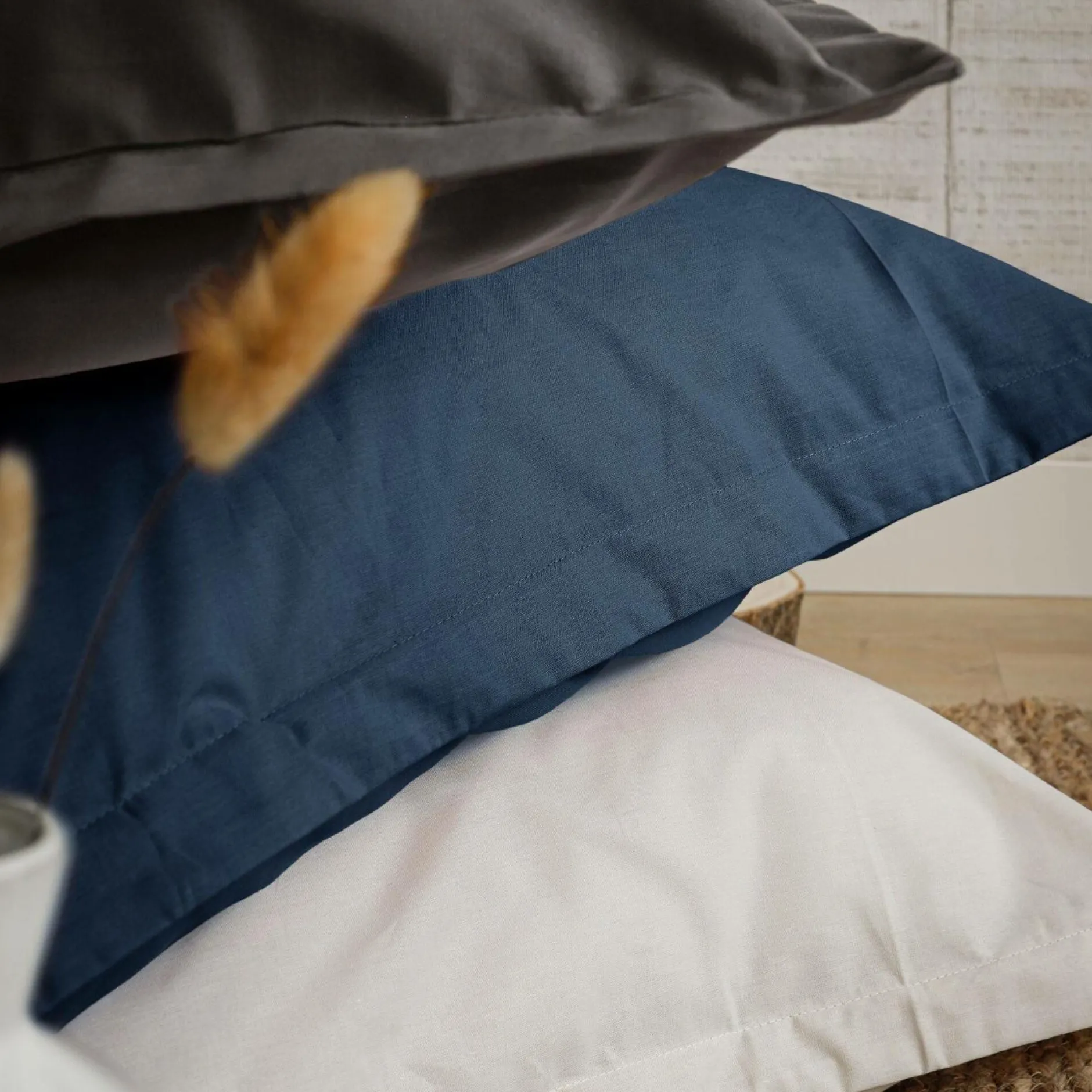 Taies D'Oreiller>Camif Taie d'oreiller coton bio Fil & Sens - - Taie d'oreiller 65 x 65 cm Bleu Nuit