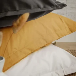 Taies D'Oreiller>Camif Taie d'oreiller coton bio Fil & Sens - - Taie d'oreiller 50 x 75 cm Jaune Curry