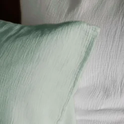 Taies D'Oreiller></noscript>Camif Taie d'oreiller gaze de coton bio Lou - - 50 x 70 cm Vert d'eau