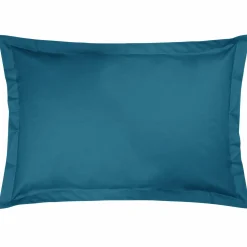 Taies D'Oreiller>Camif Taie d'oreiller percale bio Elise - - Taie d'oreiller 50 x 75 cm Bleu Paon