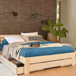 Taies D'Oreiller>Camif Taie d'oreiller percale bio Elise - - Taie d'oreiller 65 x 65 cm Bleu Paon