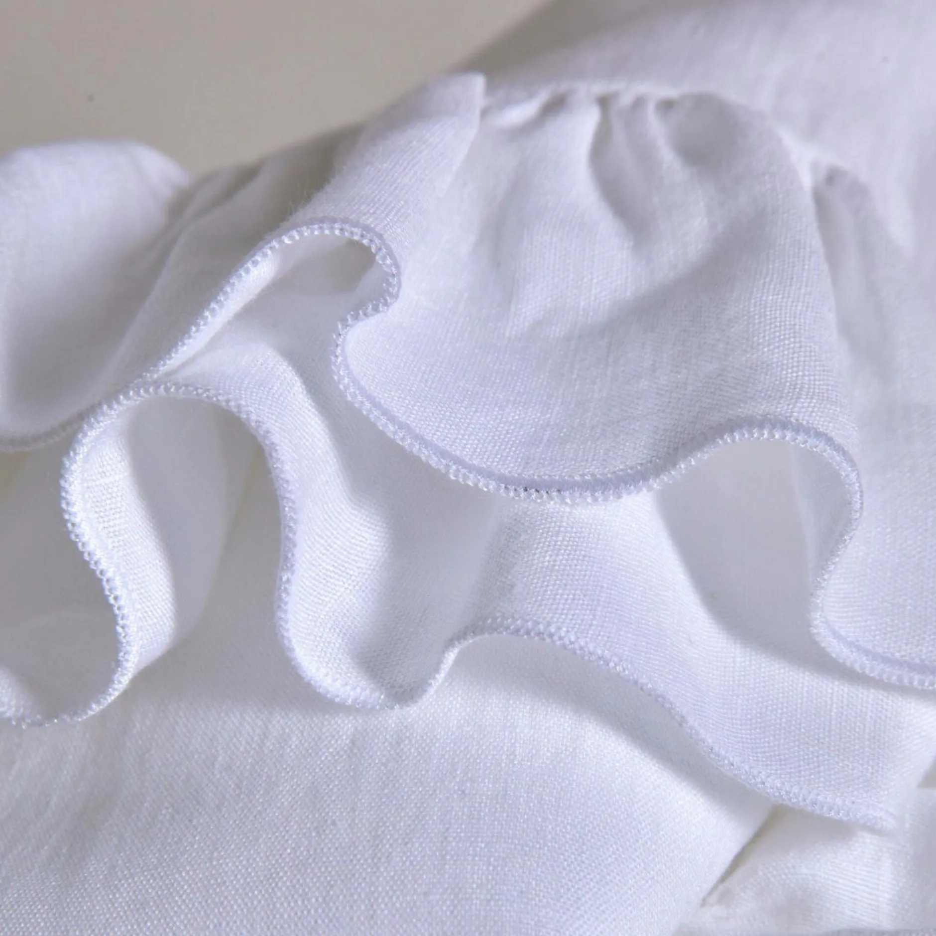 Taies D'Oreiller>Camif Taie d'oreiller volant froncé lin Suzette - - 65 x 65 cm Blanc