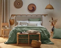 Taies D'Oreiller>Camif Taie percale bio Elise - - Taie d'oreiller 65 x 65 cm Lichen Vert