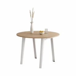 Tables À Manger|Tables>Camif TIPTOE Table à manger ronde bois pieds métal 4 personnes New Modern - Blanc Nuage