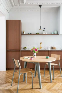 Tables À Manger|Tables>Camif TIPTOE Table à manger ronde bois pieds métal 4 personnes New Modern - Gris Eucalyptus