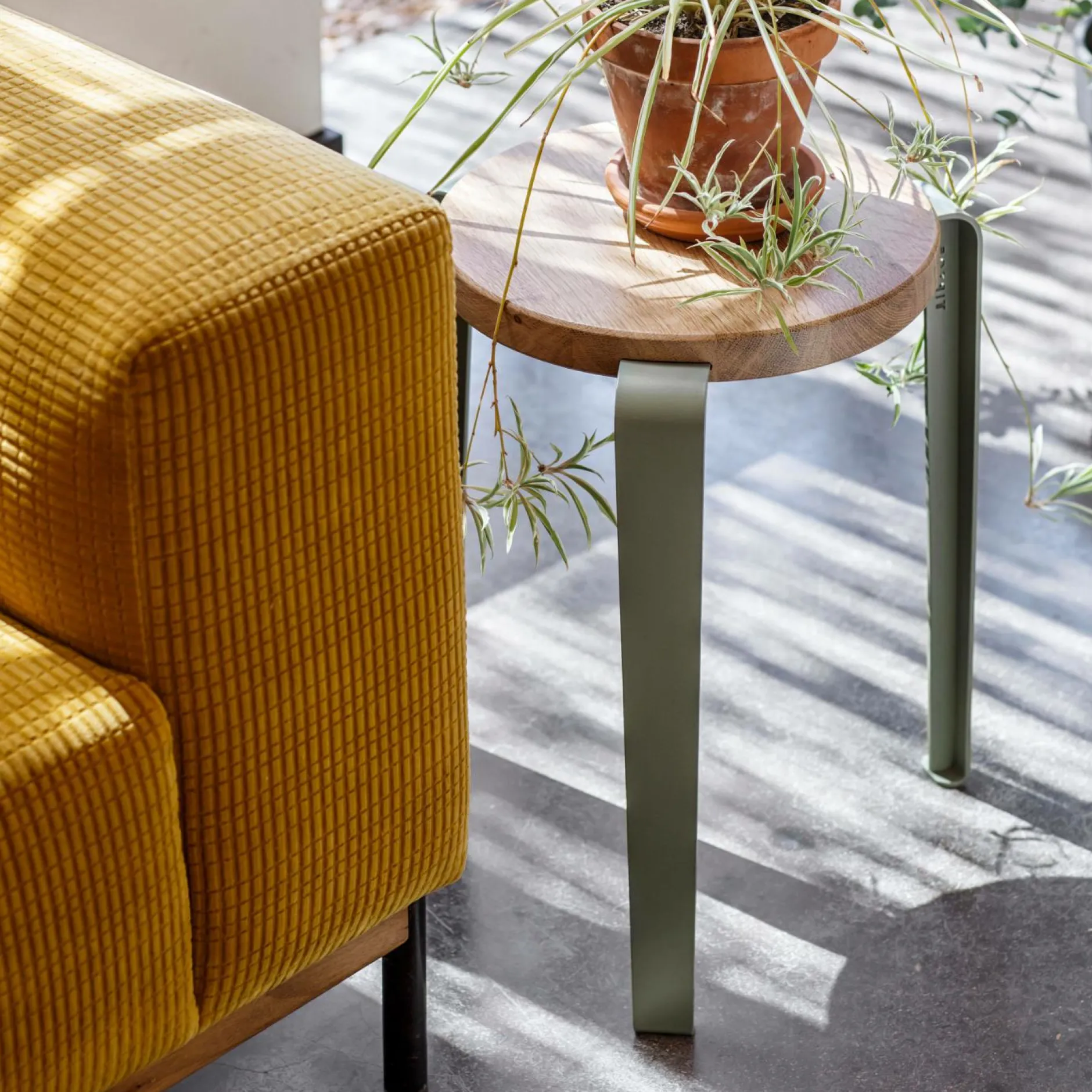 Tabourets>Camif TIPTOE Tabouret Lou chêne - Gris Eucalyptus