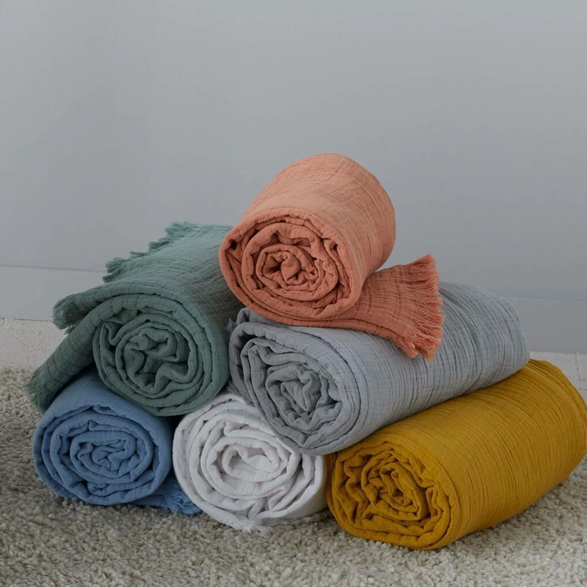 Plaids|Plaids>Camif TOISON D'OR Plaid gaze de coton Brehat - Miel