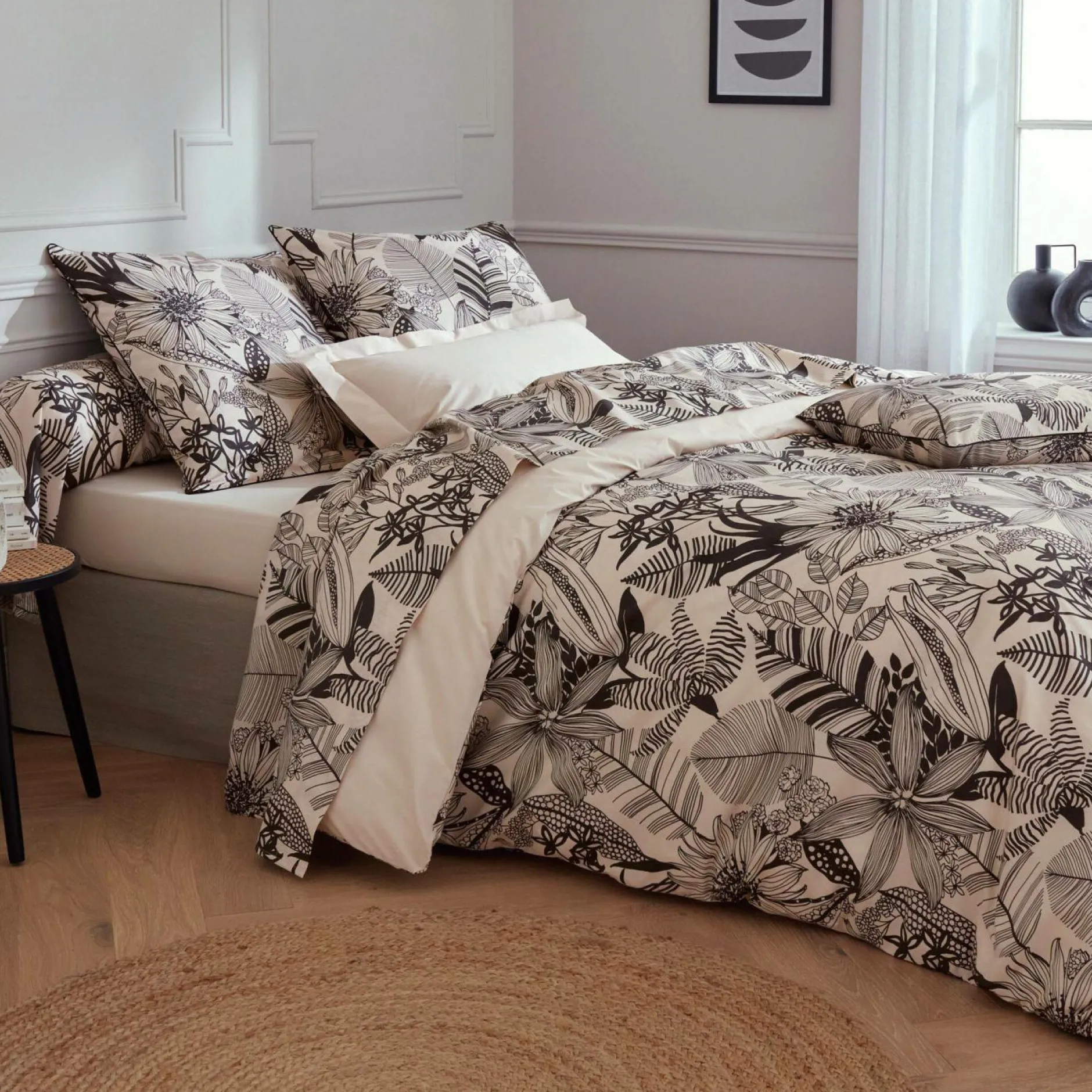 Taies D'Oreiller>Camif TRADILINGE Taie de traversin percale Alba noir - 86 x 200 cm