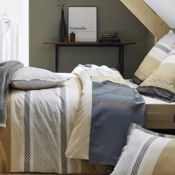 Taies D'Oreiller></noscript>Camif TRADILINGE Taie d'oreiller percale Marlow Acier - Taie d'oreiller 50 x 70 cm