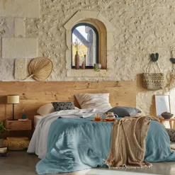 Housses De Couette>Camif VENT DU SUD Housse de couette lin lavé Salomé - - 240 x 220 cm Bleu Topaze