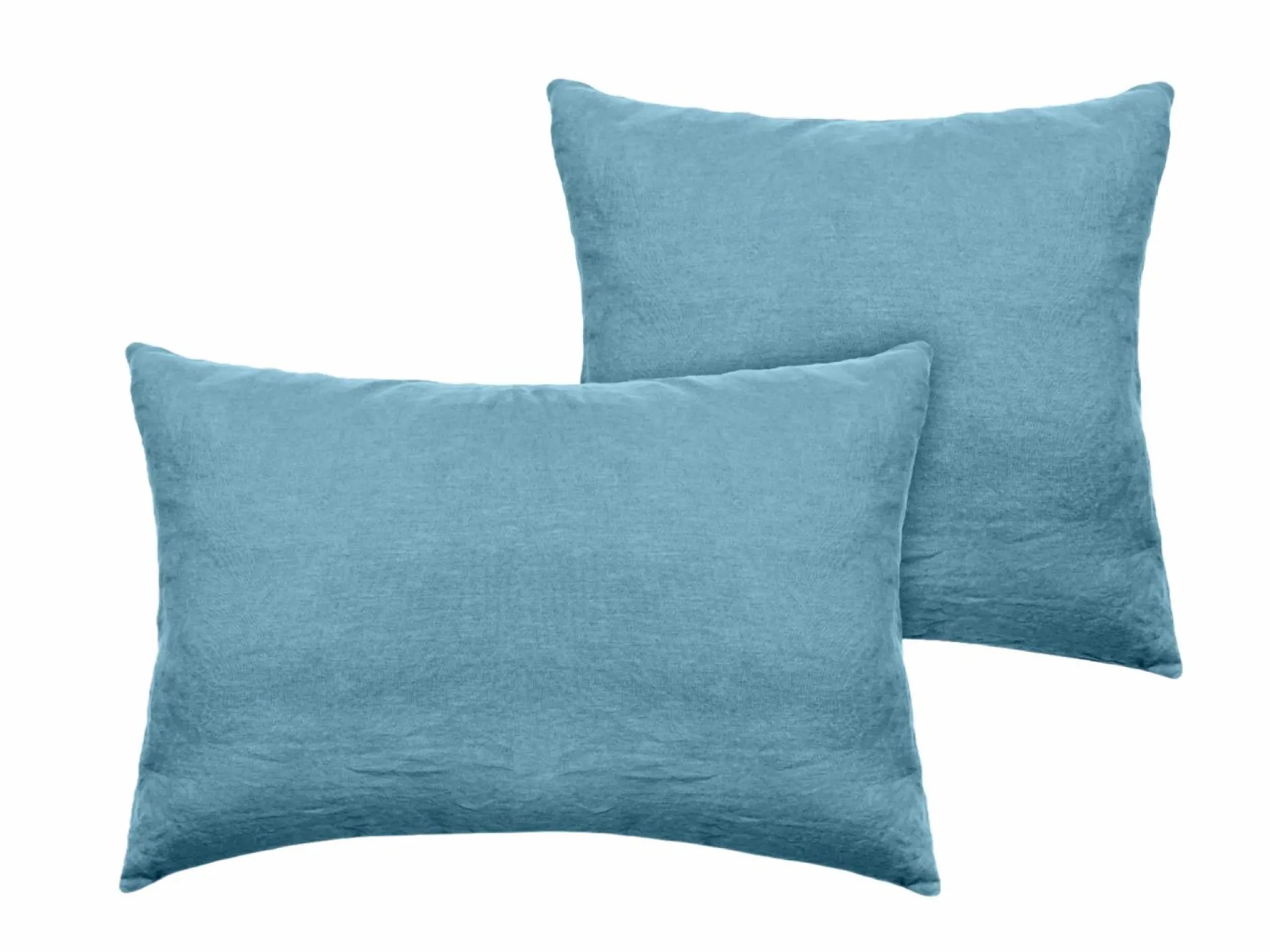 Taies D'Oreiller>Camif VENT DU SUD Taie d'oreiller lin lavé Salomé - - Taie d'oreiller 63 x 63 cm Bleu Topaze